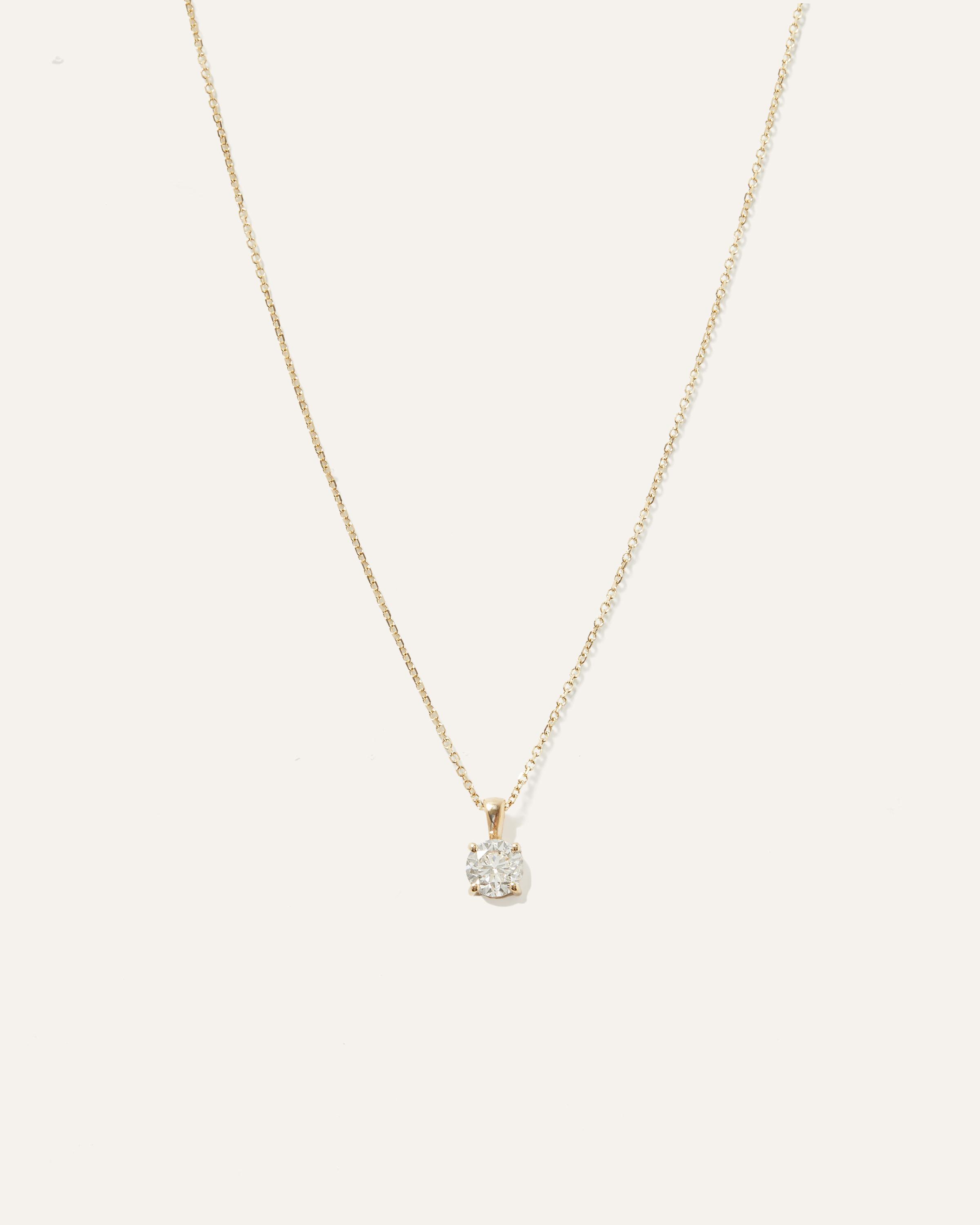 14k Gold Natural Diamond Solitaire Necklace Product Image