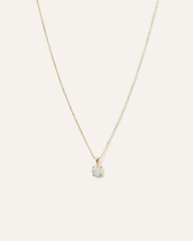 14k Gold Natural Diamond Solitaire Necklace Product Image