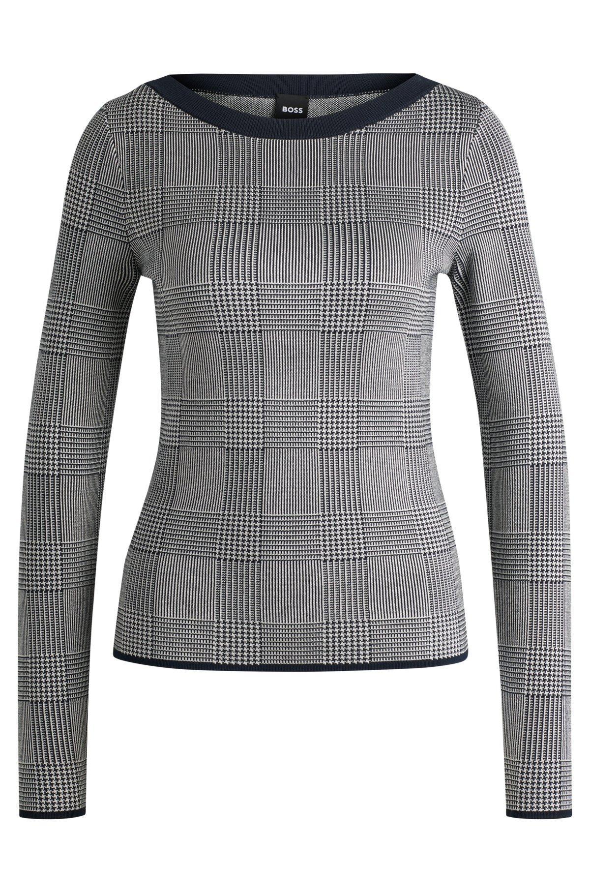 Wide-neck sweater in stretch jacquard Product Image