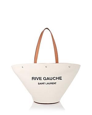 Womens Rive Gauche Tote Bag in Canvas and Vintage Leather Product Image