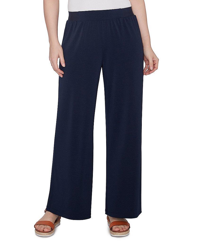 Ruby Rd. Petite Size Solid Crepe Wide Leg Pull-On Pants Product Image