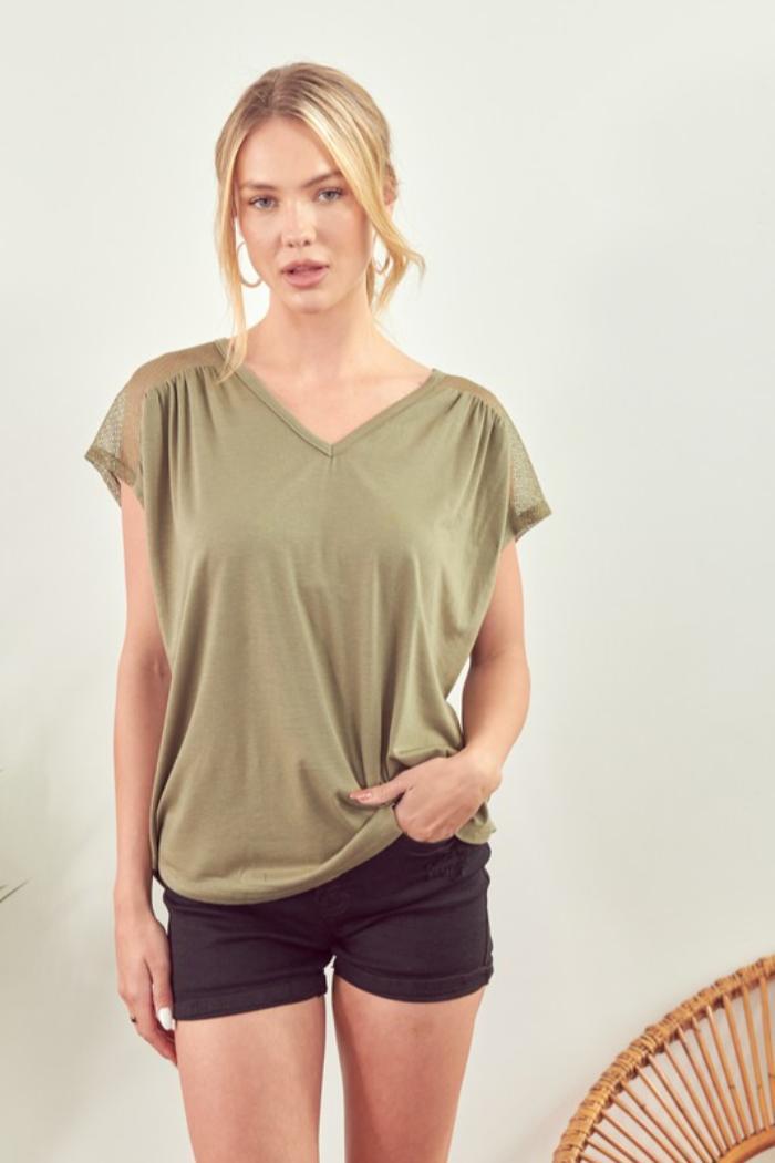 Yoke Back Short Sleeve Top Product Image