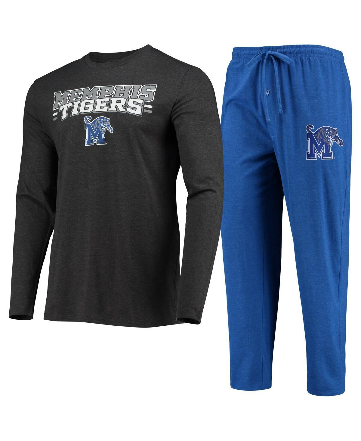 Mens Concepts Sport Royal/Heathered Charcoal Memphis Tigers Meter Long Sleeve T-Shirt & Pants Sleep Set Product Image