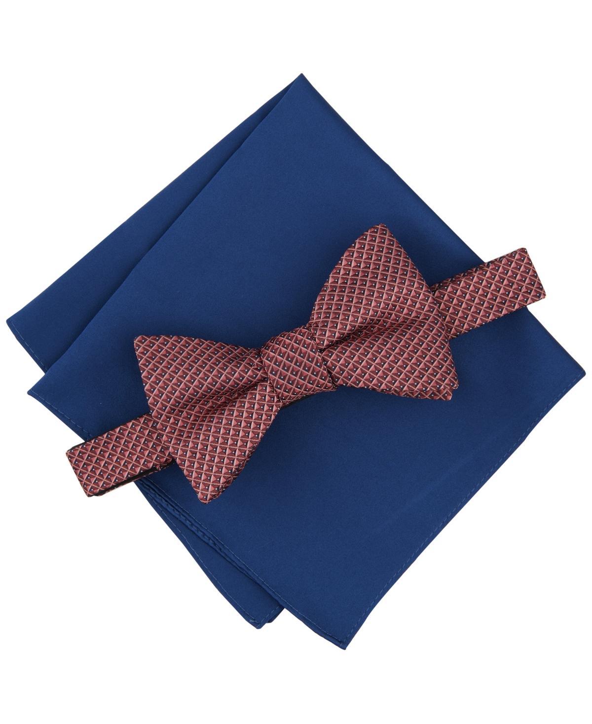 Alfani Mens Galway Mini-Chevron Bow Tie & Solid Pocket Square Set, Created for Macys Product Image