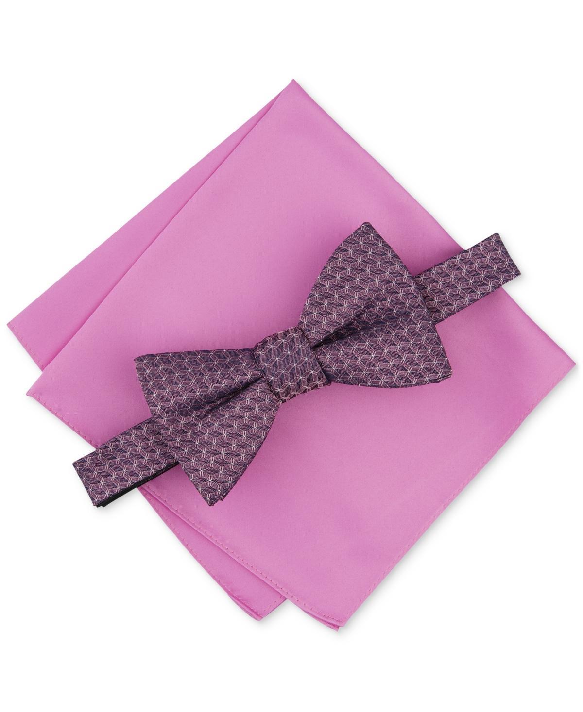 Alfani Mens Moores Geo-Pattern Bow Tie & Solid Pocket Square Set, Created for Macys Product Image