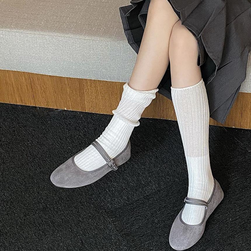 Plain Ribbed Knee High Socks Product Image