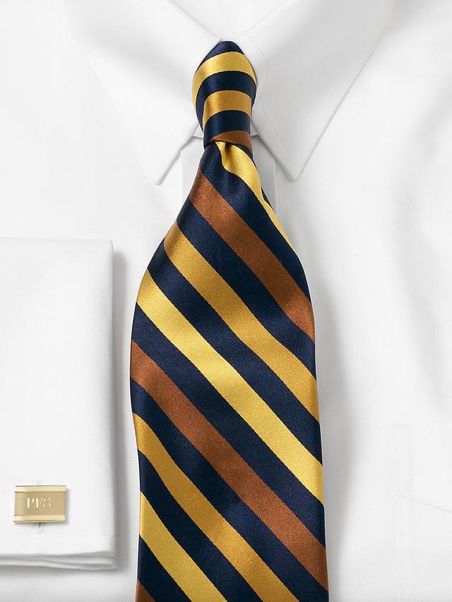 Stripe Woven Silk Tie - Gold/navy Product Image