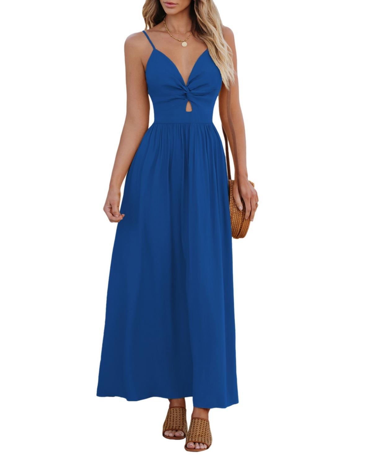 Cupshe Womens Front Twist & Keyhole Maxi Beach Dress - Light Product Image