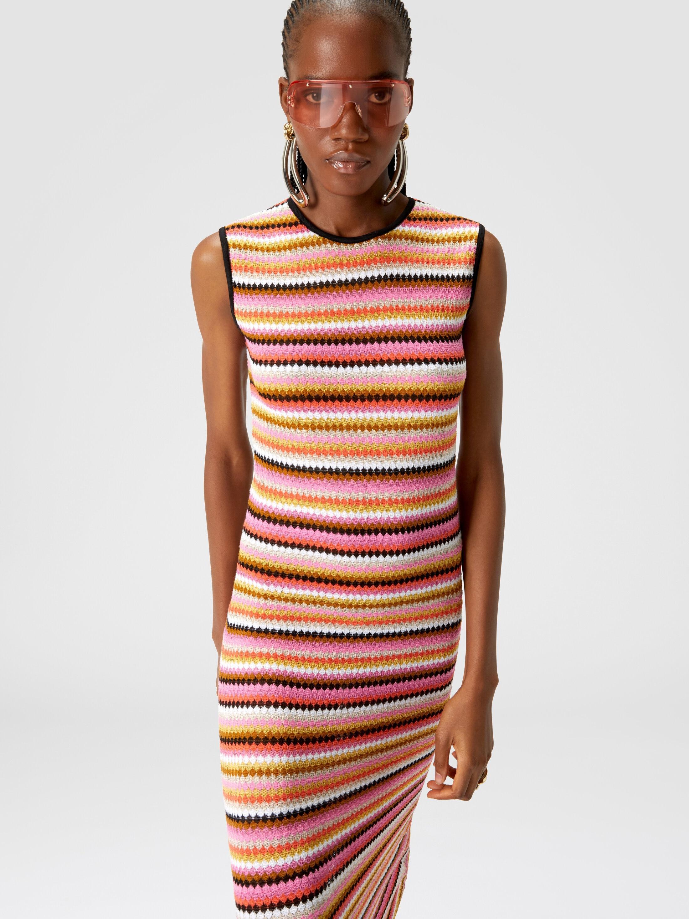 Sleeveless midi dress in striped wool and viscose Product Image