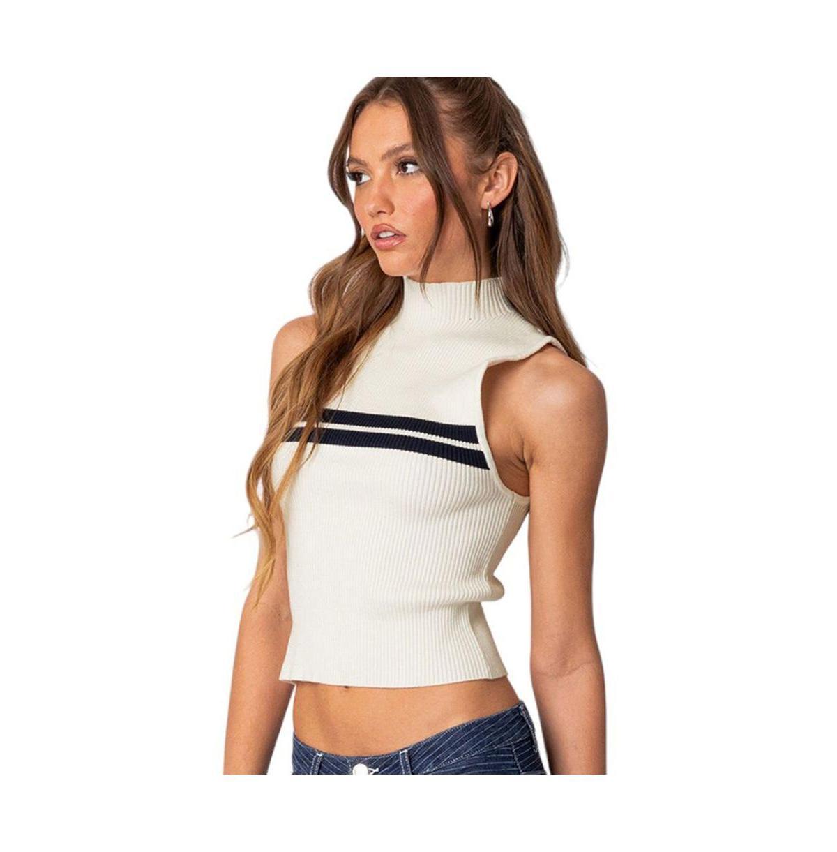 Edikted Eliza Ribbed High Neck Top Product Image