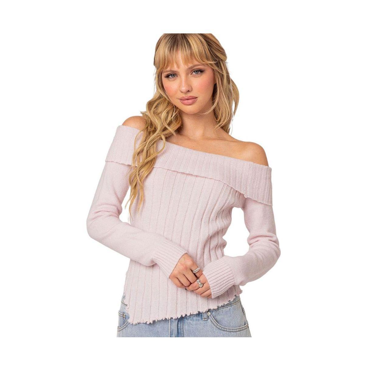 Womens Sonya fold over knit sweater top Product Image