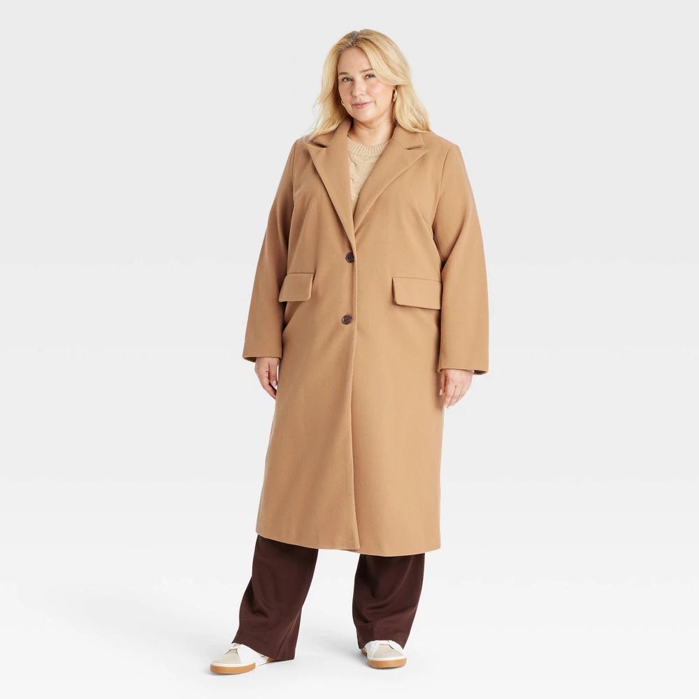 Womens Faux Wool Topcoat - A New Day Tan 2X Product Image