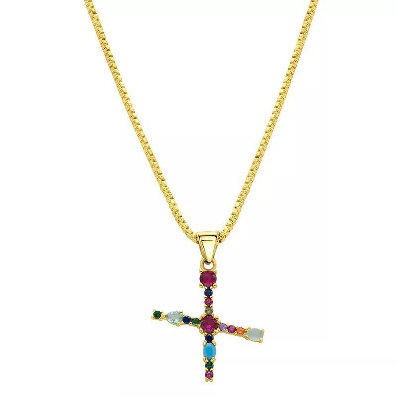 Adornia Gold Tone Multi Color Cubic Zirconia Initial Necklace, Womens X Product Image