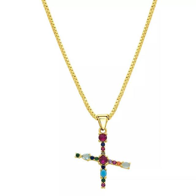 Adornia Gold Tone Multi Color Cubic Zirconia Initial Necklace, Womens X Product Image