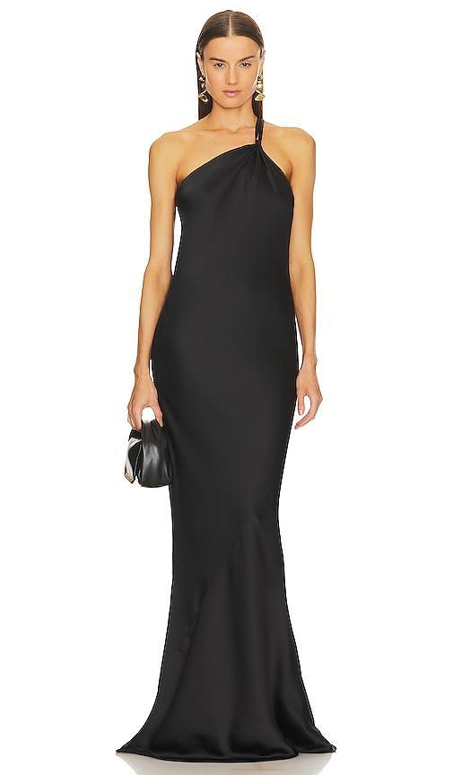 Norma Kamali One Shoulder Bias Gown in Black - Black. Size S (also in XS, M, L, XL). Product Image