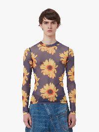 SHEER LONG SLEEVE TOP in blue | JW Anderson US  Product Image