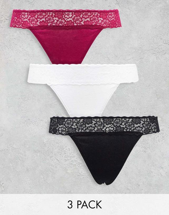 New Look 3 Pack v-cut thongs in multi Product Image