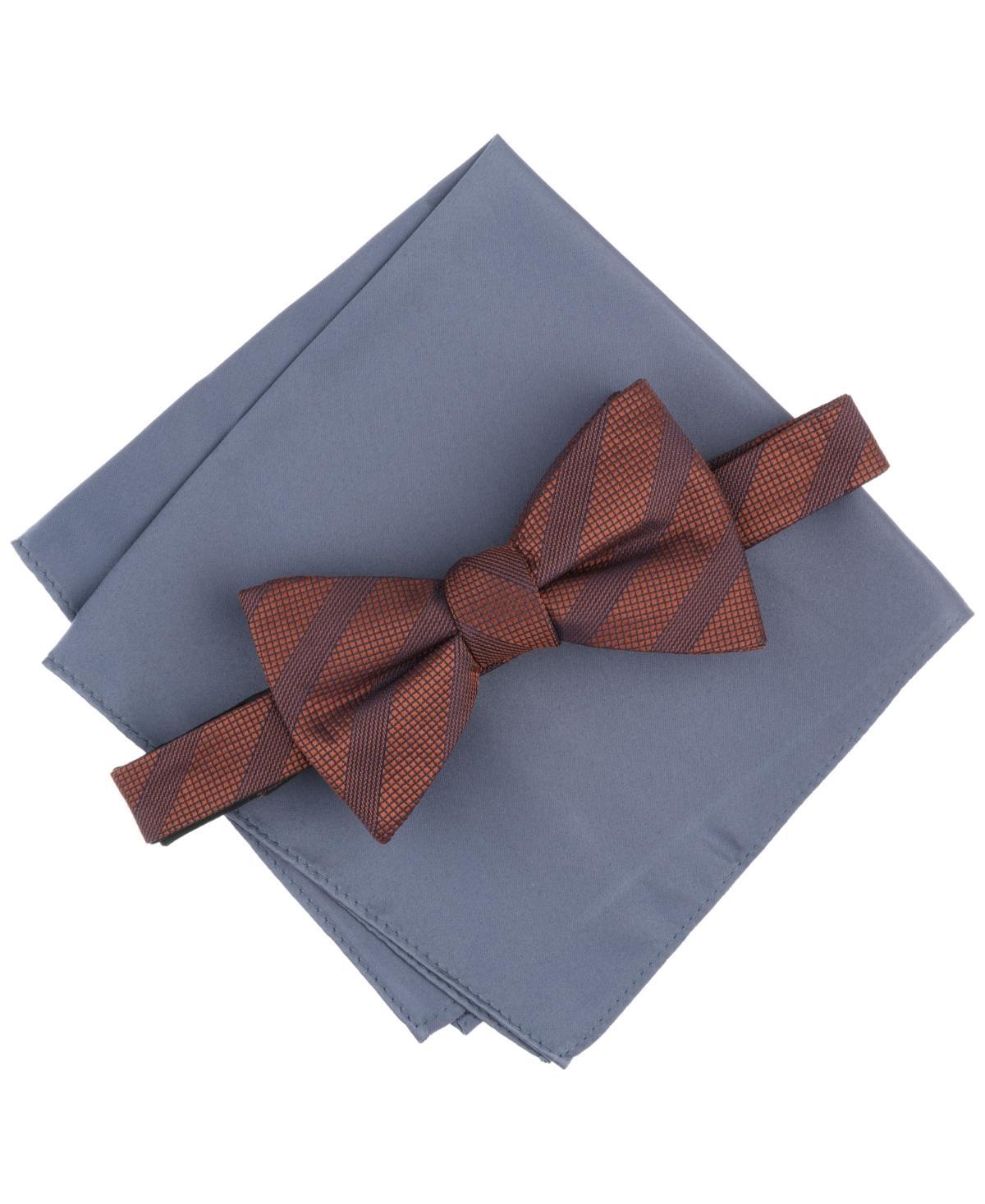 Alfani Mens Sidney Stripe Bow Tie & Solid Pocket Square Set, Created for Macys Product Image