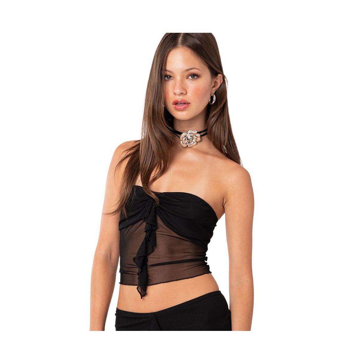 Womens Solange Ruffle Mesh Tube Top Product Image