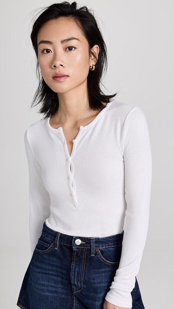 rag & bone The Rib Knit Henley Top | Shopbop Product Image