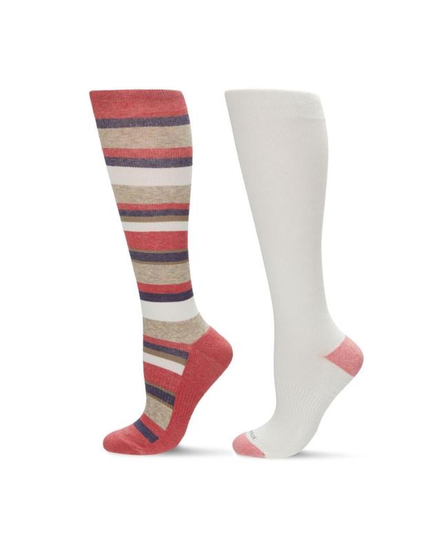 MeMoi Womens 2 Pack Sock Set - Stripe Pink Product Image