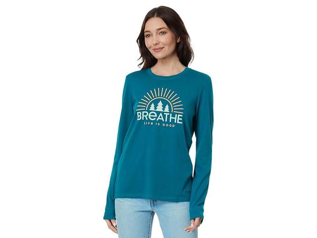 Life is Good Breathe Forest Trees Long Sleeve Crusher Tee (Mallard ) Women's Clothing Product Image