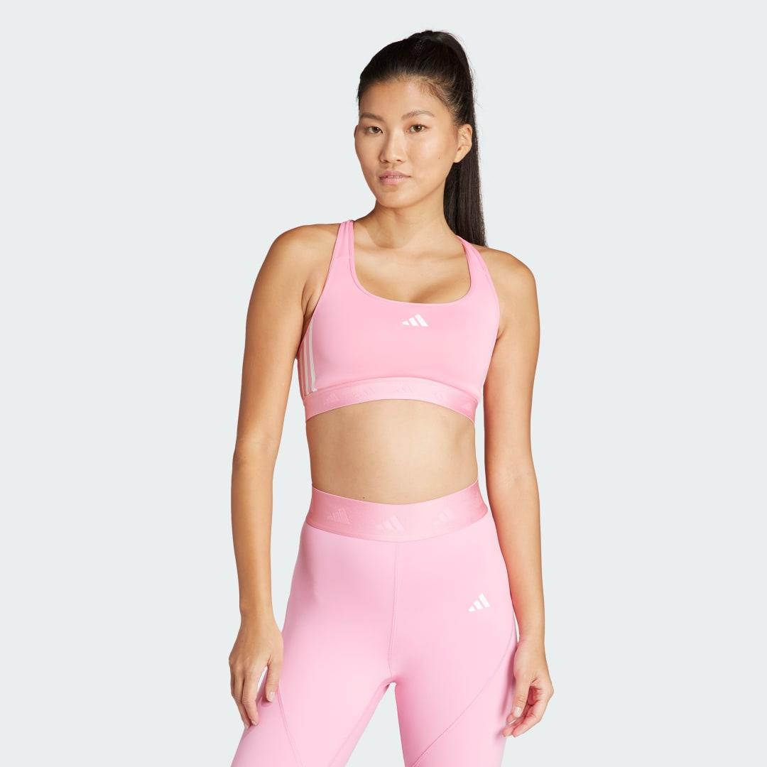 adidas Powerreact Training Medium-Support Hyperglam Bra Bliss Pink L A-B Womens Product Image