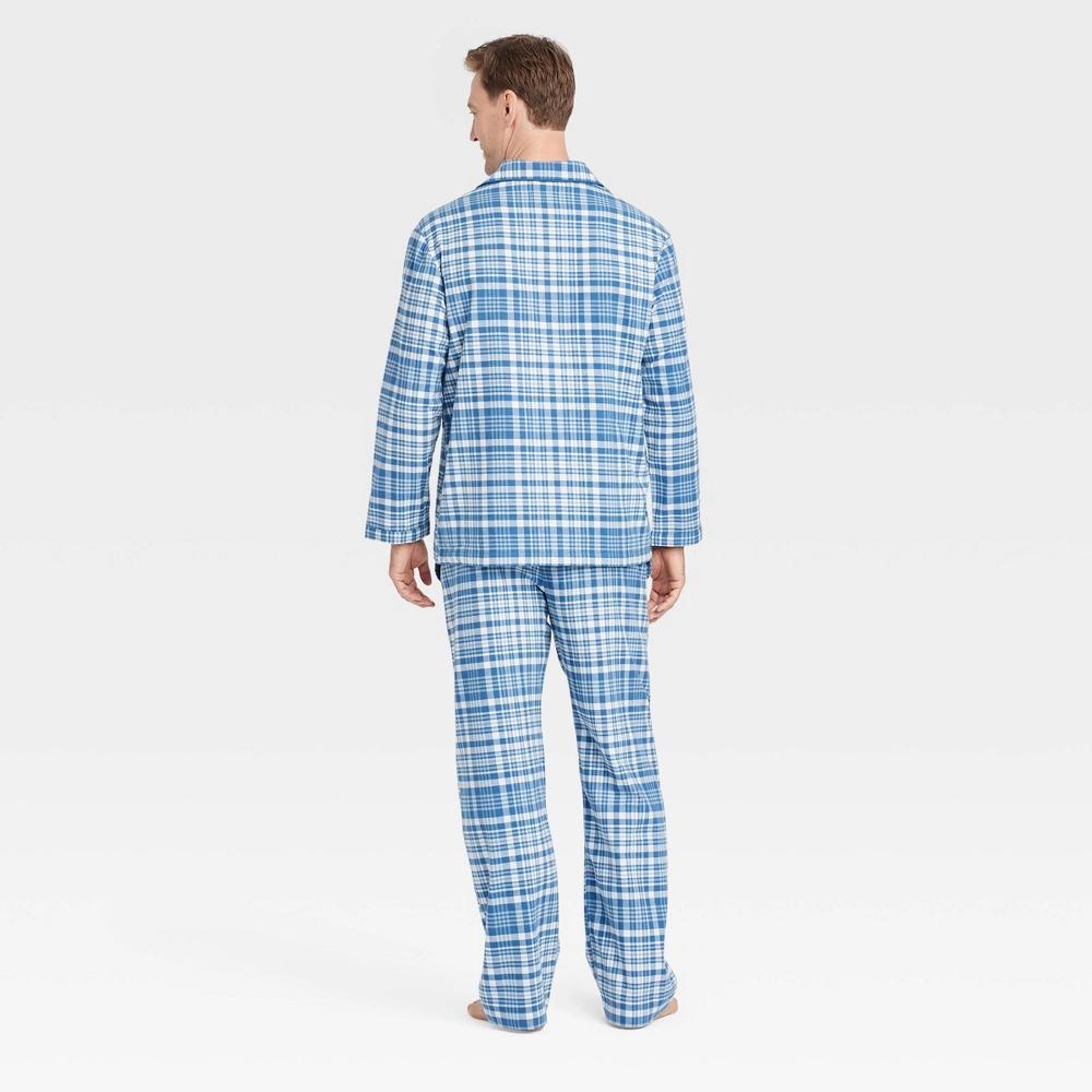 Men's Windowpane Woven Flannel Pajama Set - Goodfellow & Co™ Blue XL Product Image