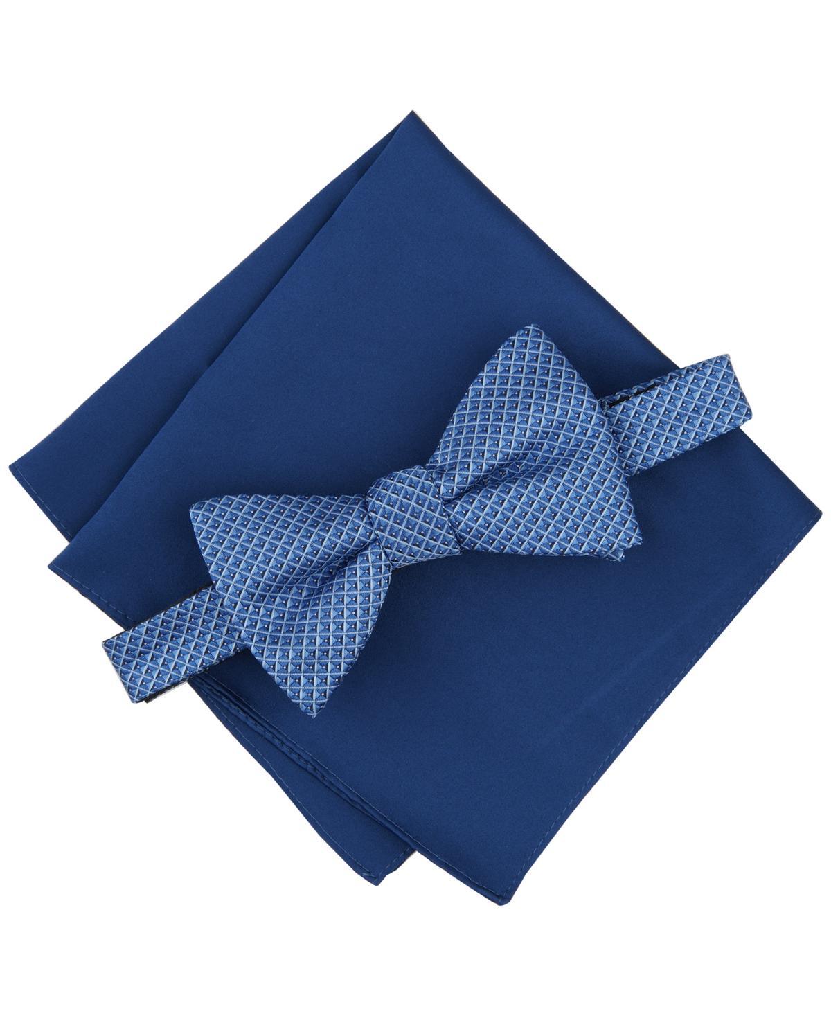 Alfani Mens Galway Mini-Chevron Bow Tie & Solid Pocket Square Set, Created for Macys Product Image