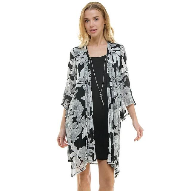 Womens Luxology 2-Piece 3/4 Bell Sleeve Cardigan & Dress Set Product Image