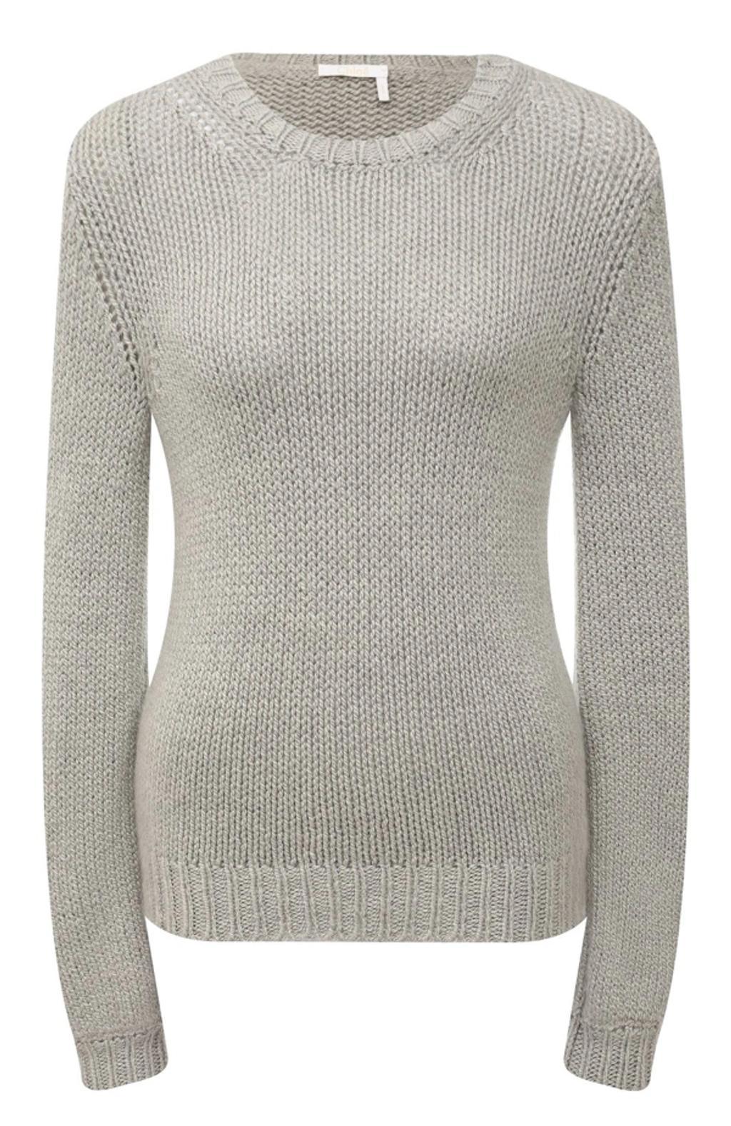 Chloe Ladies Shadow Grey Ribbed Cashmere Sweater product image