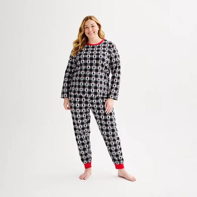 Plus Size Jammies For Your Families Winter Plaid Pajama Top & Jogger Pajama Bottoms Set, Womens Product Image