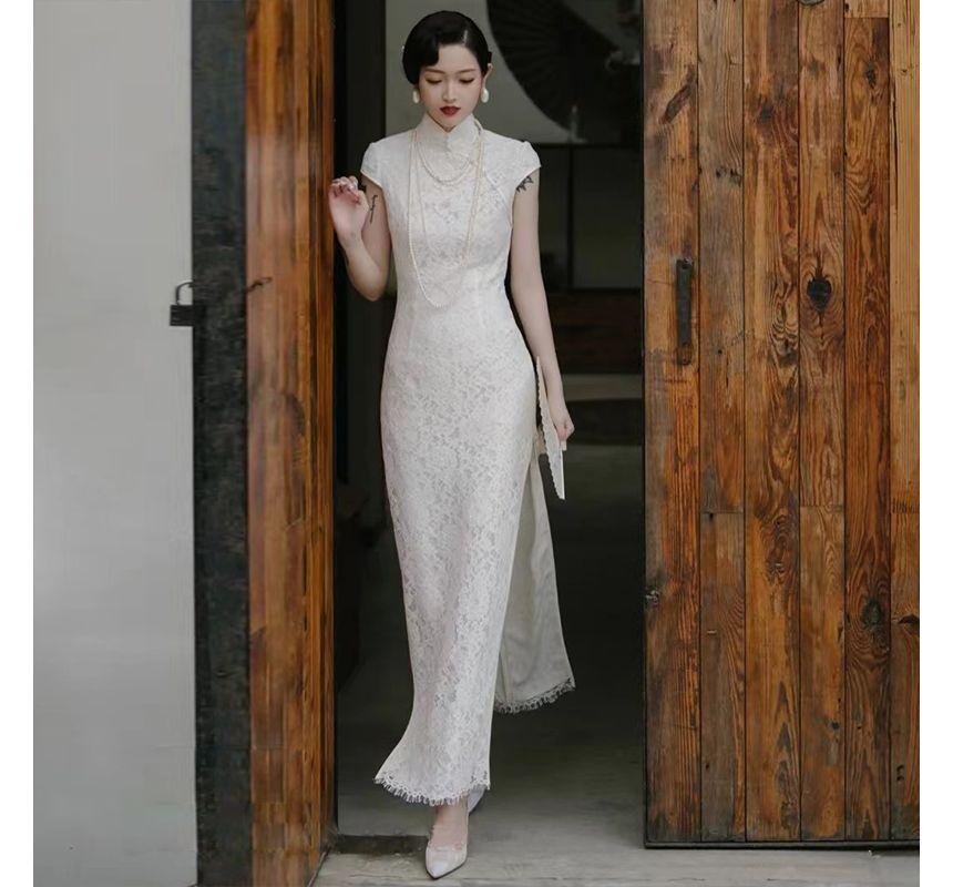 Cap-Sleeve Lace Mermaid Evening Gown Product Image