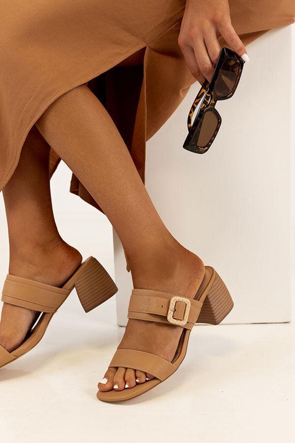 The Metro Faux Leather Heel In Tan Product Image