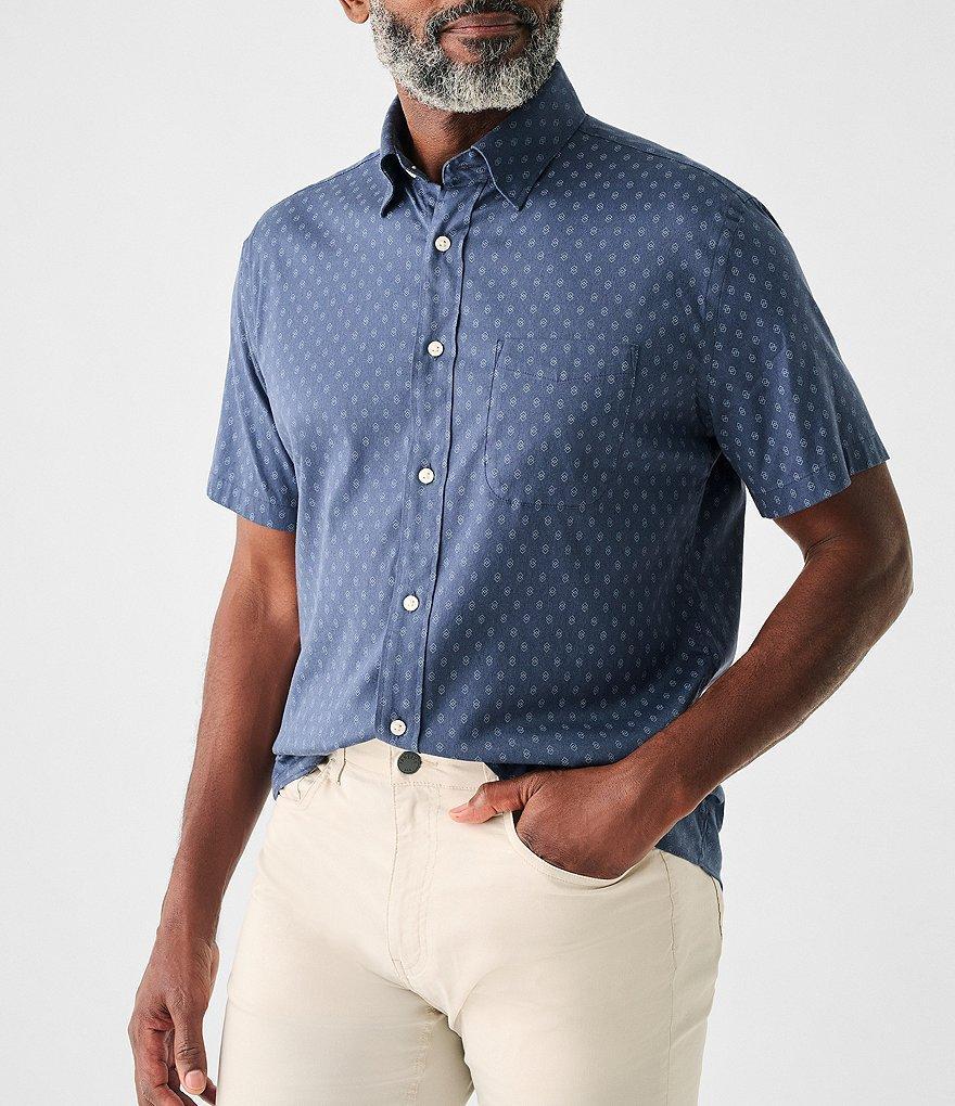 Faherty Movement Performance Dusk Diamond Print Short Sleeve Woven Shirt Product Image