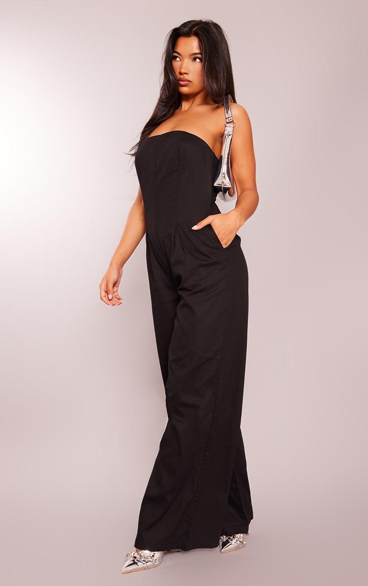 Black Woven Bandeau Wide Leg Jumpsuit Product Image