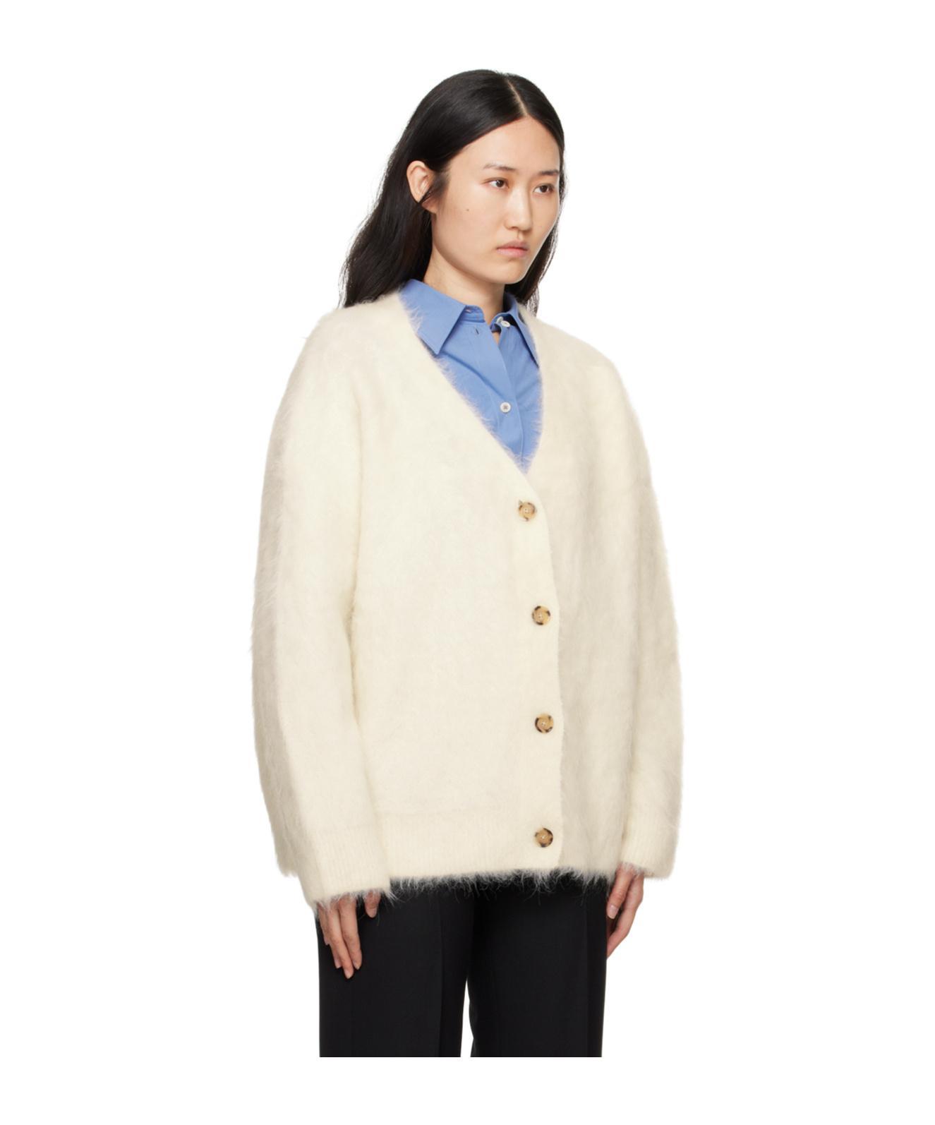 TOTÊME Rib Long-sleeved Cardigan In White Product Image