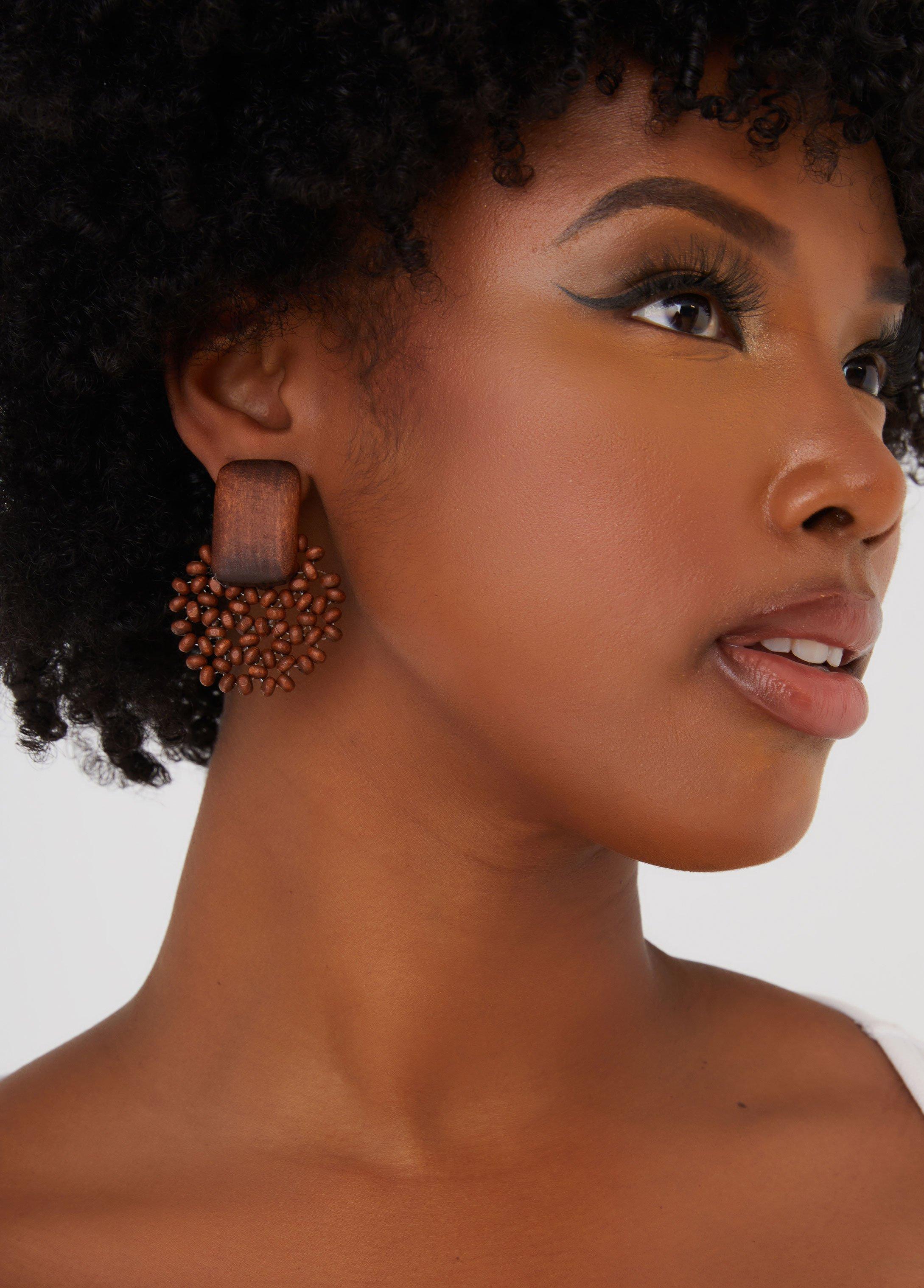 Plus Size Wood Earrings, - Ashley Stewart product image