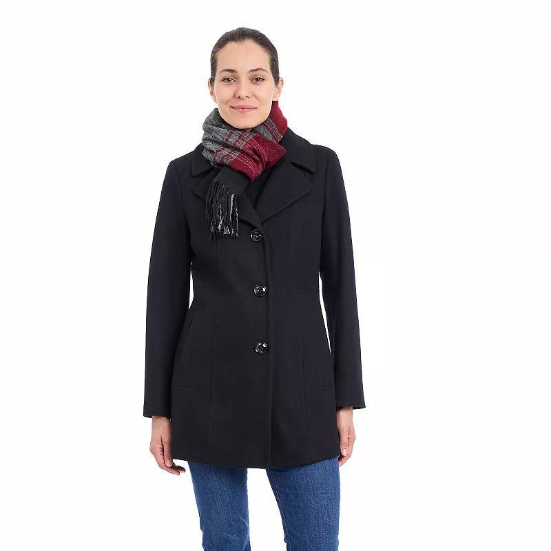 Womens London Fog Single Breasted Coat & Scarf Product Image