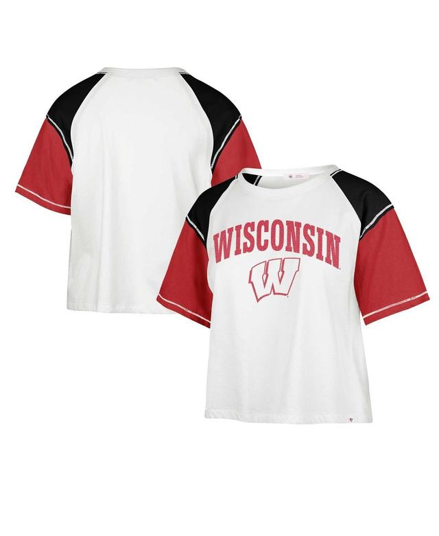 Womens 47 Brand White Distressed Wisconsin Badgers Serenity Gia Cropped T-shirt Product Image