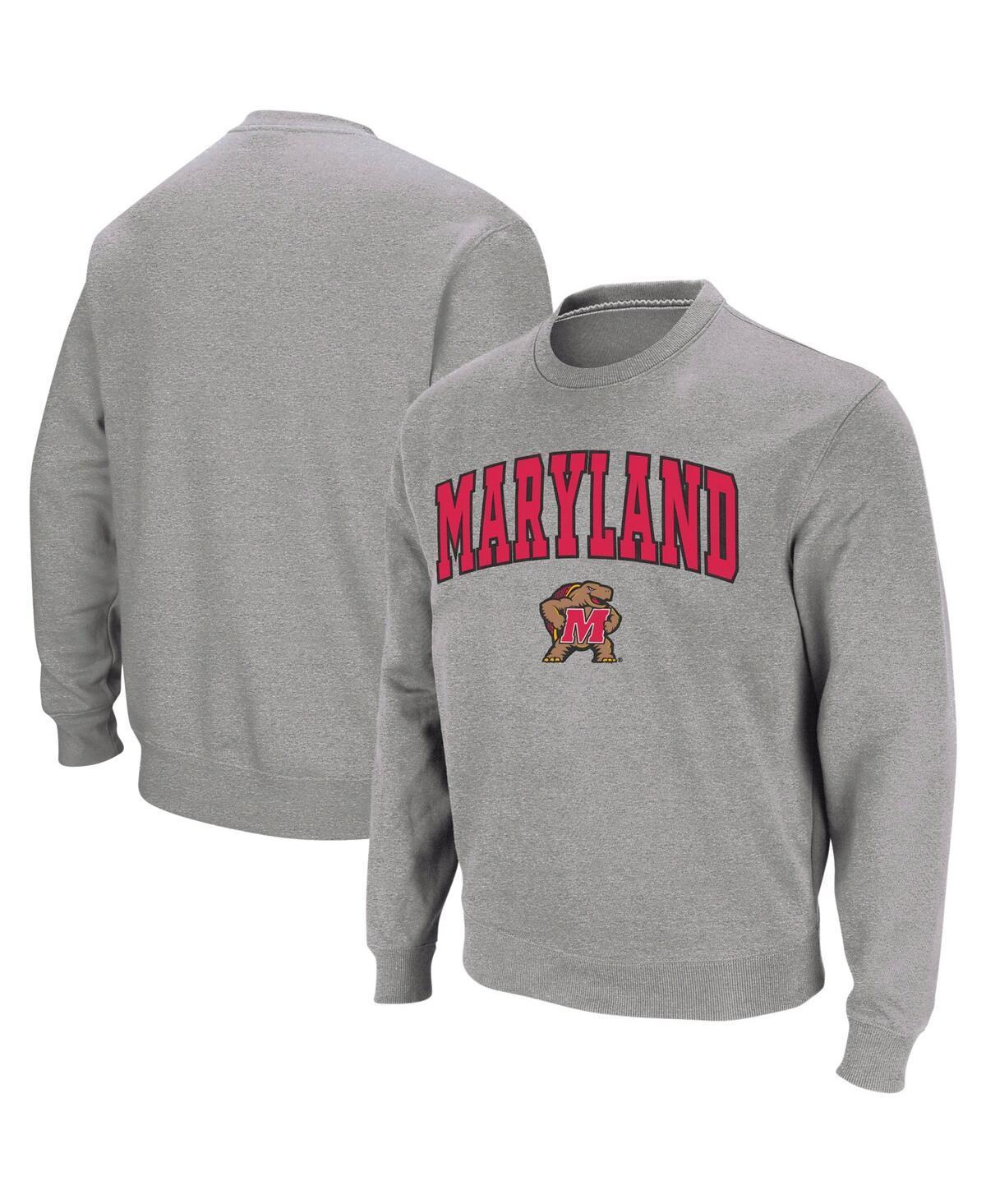 Mens Colosseum Heather Gray Maryland Terrapins Arch & Logo Crew Neck Sweatshirt Product Image