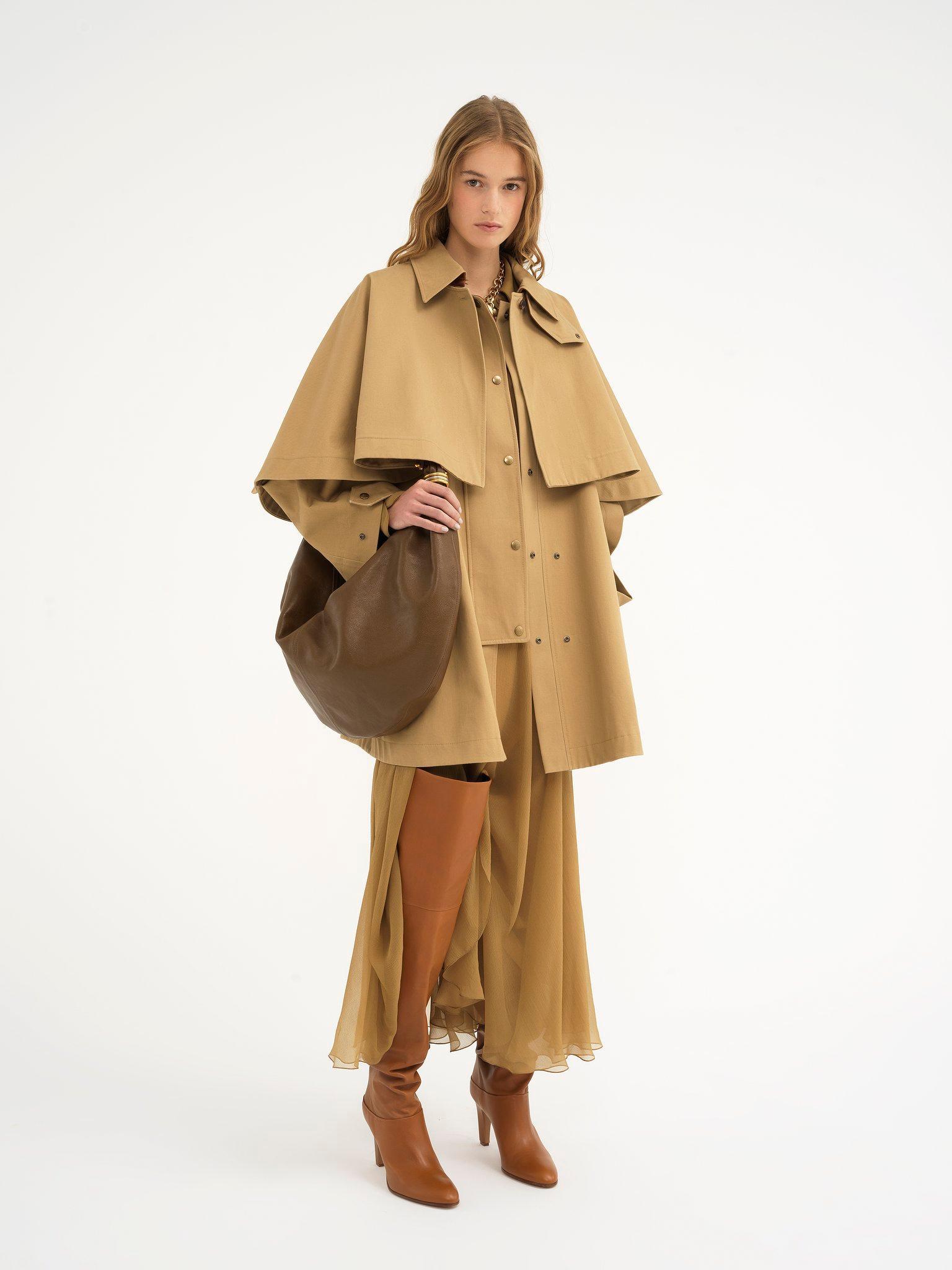 Parka in cotton gabardine with cape Product Image