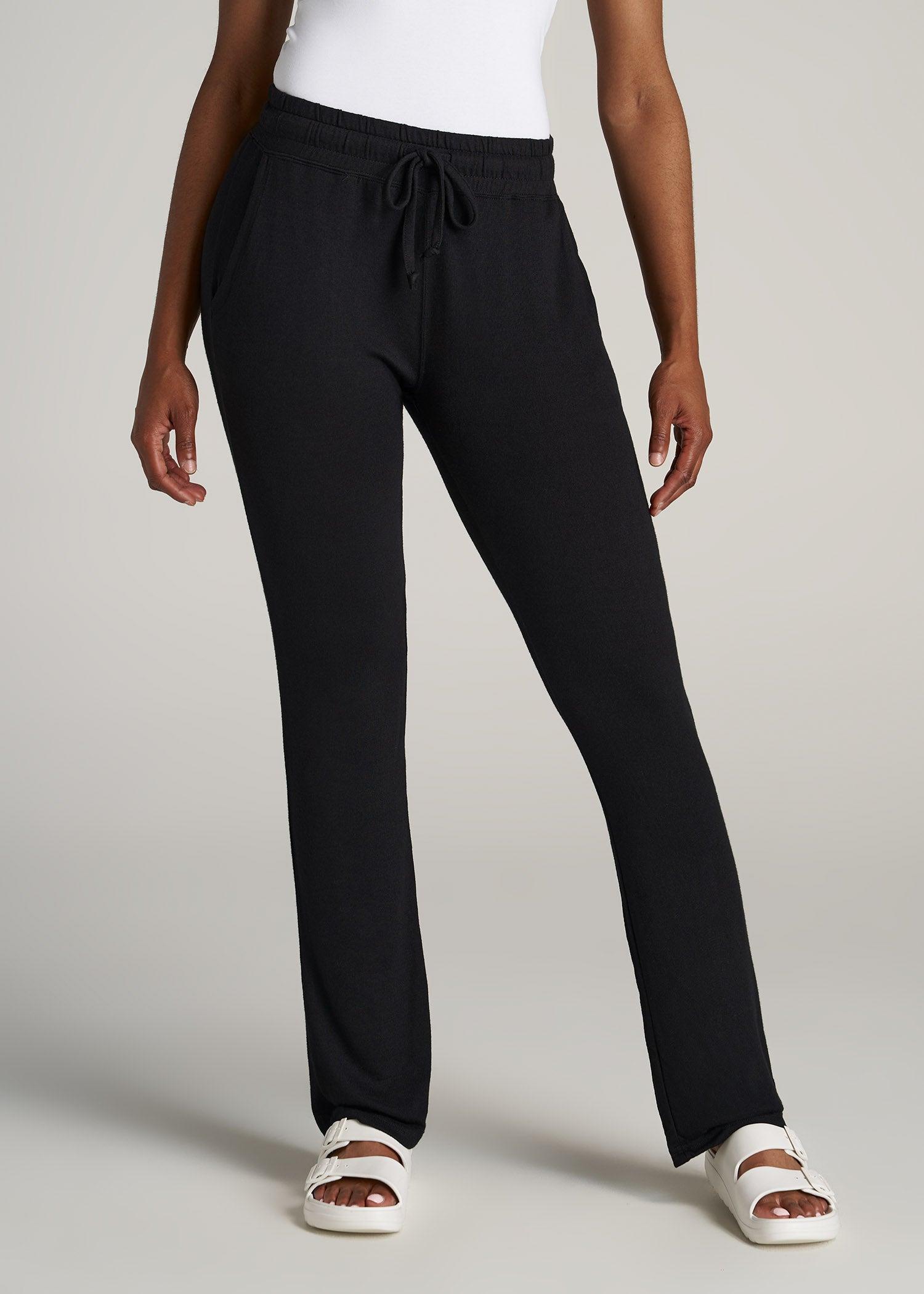 Open-Bottom Cozy PJ Lounge Pants for Tall Women in Black Female Product Image