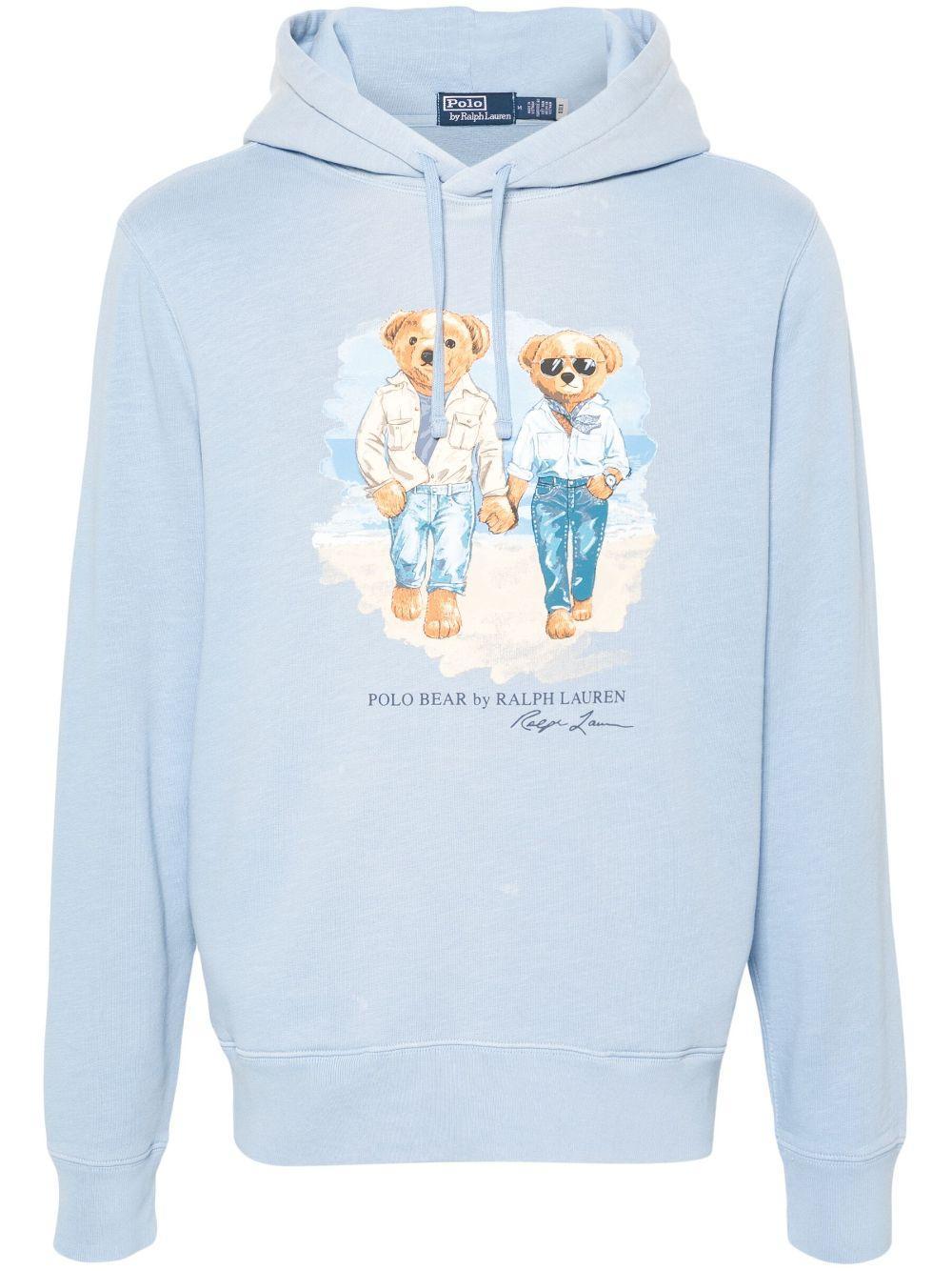 Polo Bear-motif Hoodie In Blue Product Image