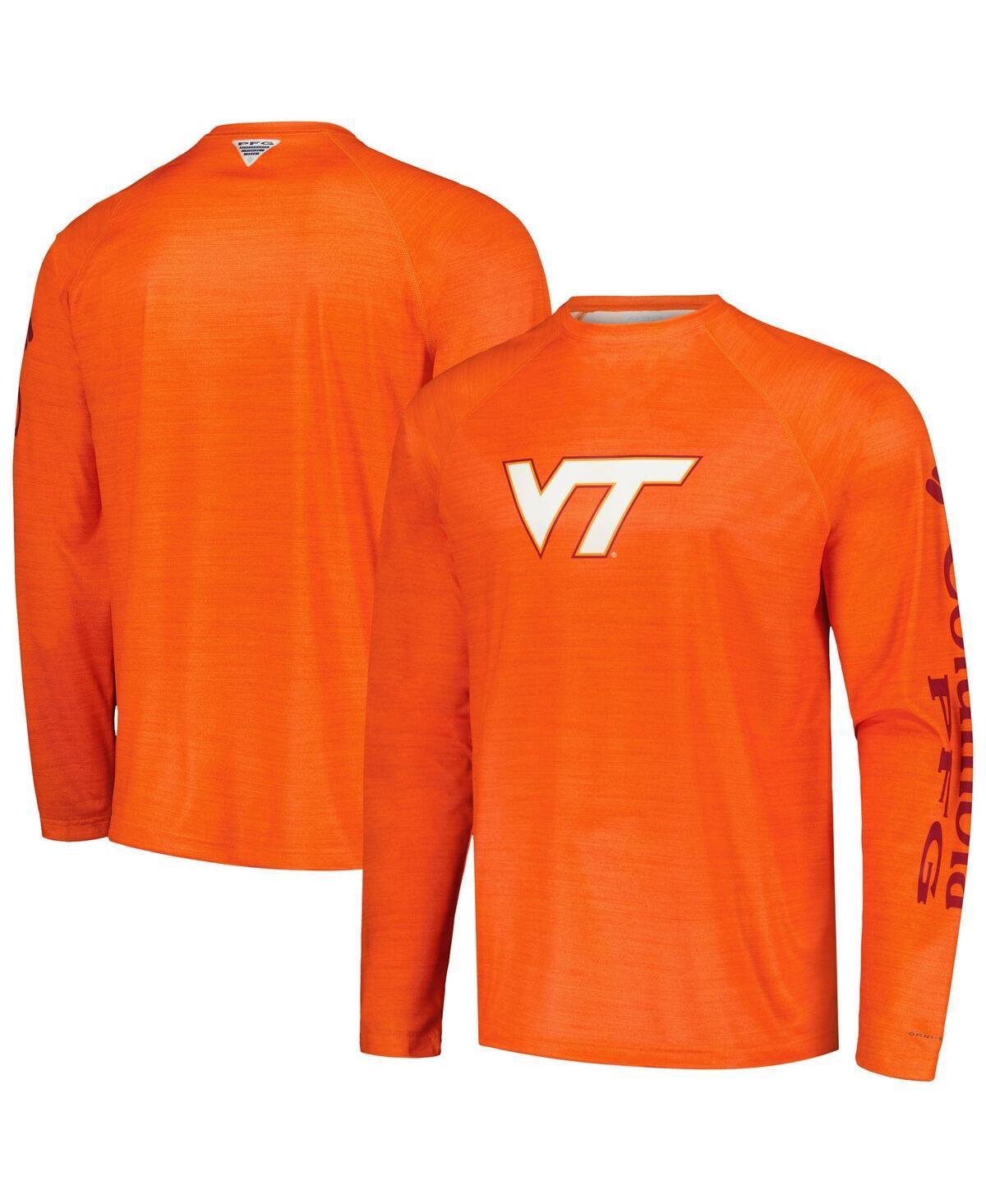 Mens Columbia Orange Virginia Tech Hokies Pfg Terminal Tackle Omni-Shade Raglan Long Sleeve T-shirt Product Image