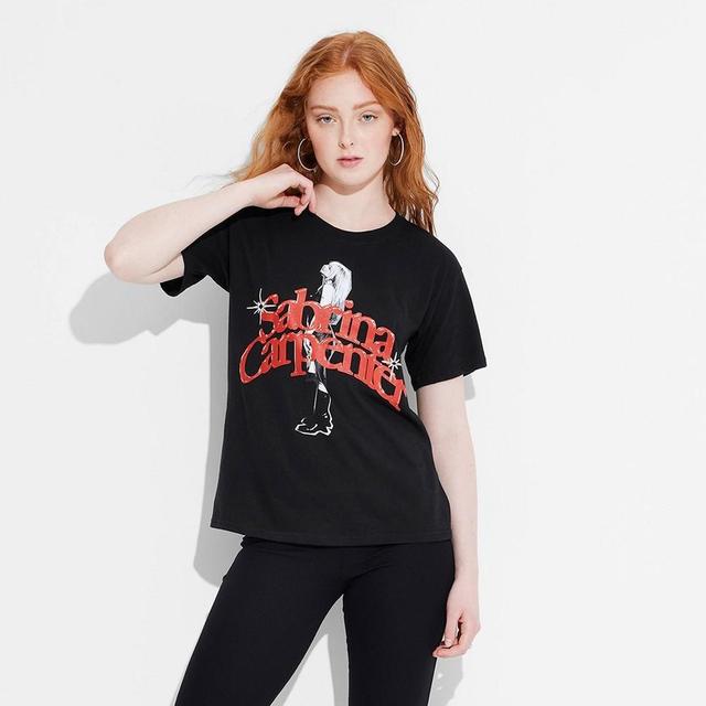 Womens Sabrina Carpenter Short Sleeve Graphic T-Shirt - Black Product Image