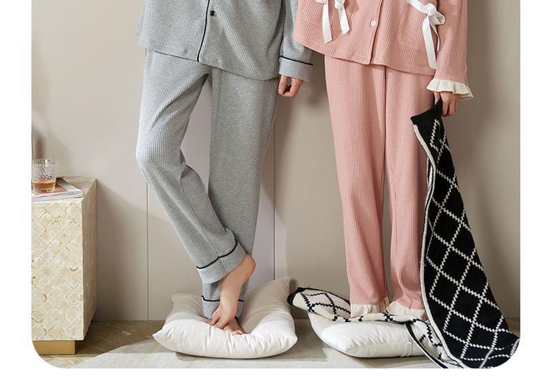 Couple Matching Loungewear Set : Long-Sleeve Bear Print Top + Pants Product Image