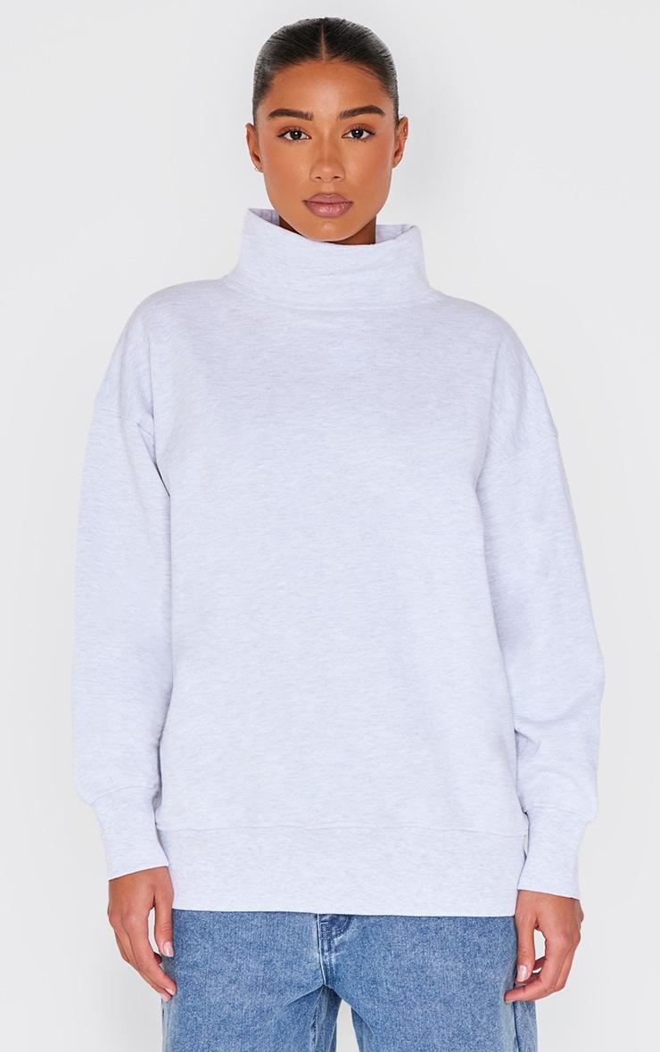 Ice Grey Premium Fleeceback Oversized High Neck Sweatshirt product image