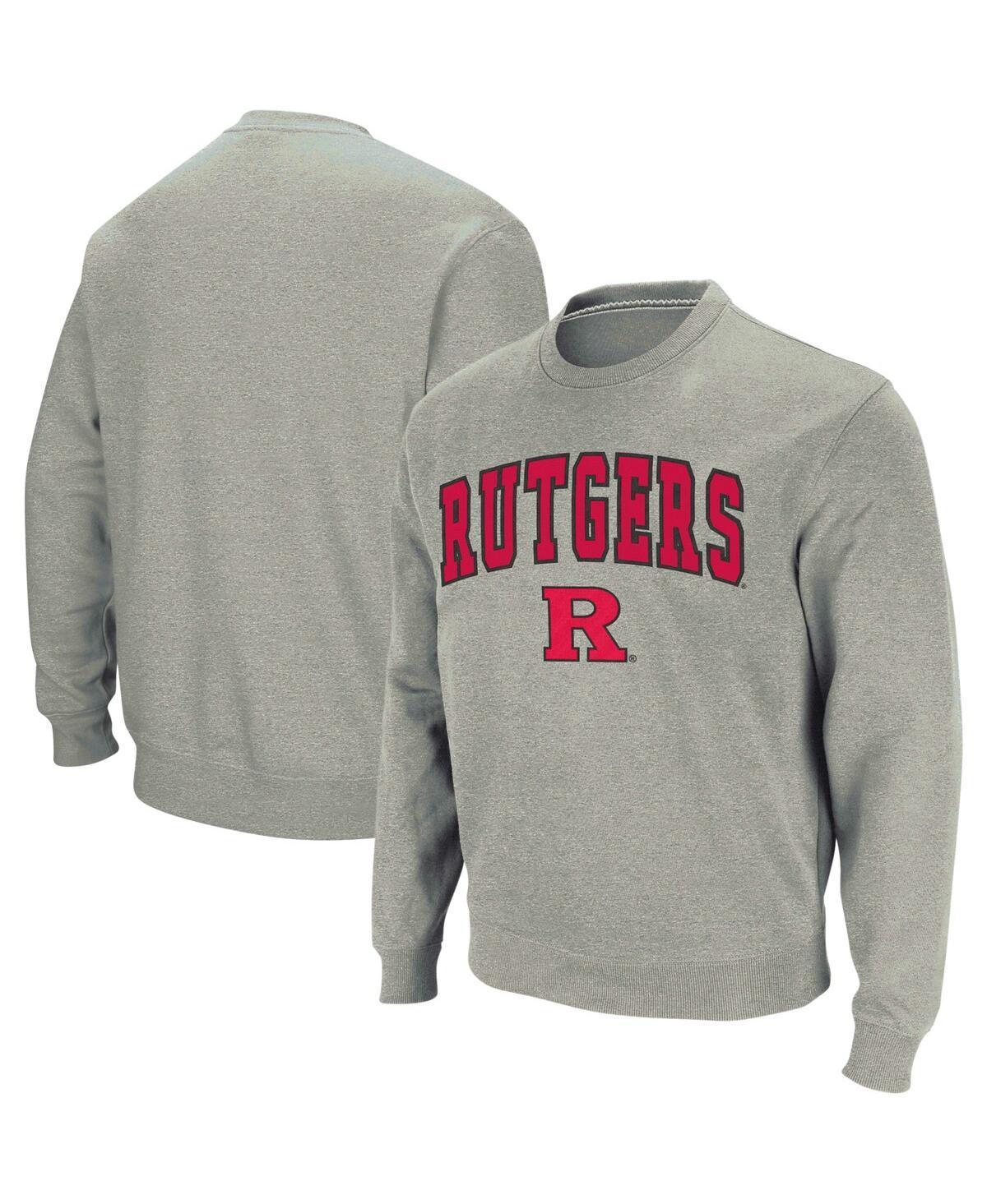 Mens Colosseum Heather Gray Rutgers Scarlet Knights Arch & Logo Crew Neck Sweatshirt Product Image