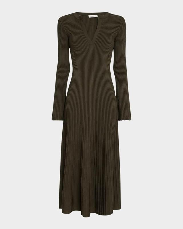 Genna Ribbed Long-Sleeve Midi Dress Product Image